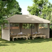 Pop-up парти шатра 5,8 x 2,9 м таупе — оксфорд с PVC — 3 стени — стомана - Thumbnail 1