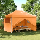 Pop-up парти шатра 4,1 x 2,8 м оранжева — оксфорд с PVC — 4 стени — стомана - Thumbnail 1