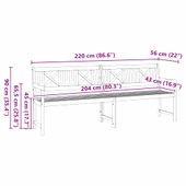 Външна пейка 220 × 56 × 90 см кафява — масивна акация с маслен финиш - Thumbnail 10