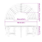 Градинска пейка 160 × 80 × 45 см кафява — масивен евкалипт - Thumbnail 7