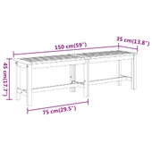 Градинска пейка 150 × 35 × 45 см кафява — акация масив — без възглавница - Thumbnail 7
