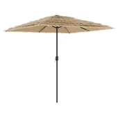 Градински чадър 2.5 x 2.5 x 2.5 м кафяв — слама — с LED — стоманена рамка - Thumbnail 2