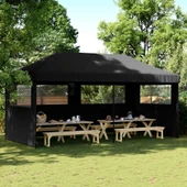 Pop-up парти шатра 5,8 x 2,9 м черна — оксфорд с PVC — 3 стени — стомана - Thumbnail 1