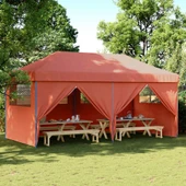 Pop-up парти шатра 5,8 x 2,9 м теракота — оксфорд с PVC — 4 стени — стомана - Thumbnail 1