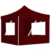 Парти шатра 3 x 3 м виненочервена — оксфорд с PVC — със стени — алуминий - Thumbnail 1