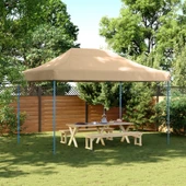 Pop-up парти шатра 4,1 x 2,8 м бежова — оксфорд с PVC — стоманена рамка - Thumbnail 1