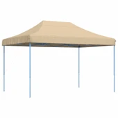 Pop-up парти шатра 4,1 x 2,8 м бежова — оксфорд с PVC — стоманена рамка - Thumbnail 2