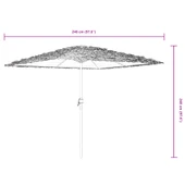 Градински чадър 2.5 x 2.5 м бял — слама — UV защита — стоманен прът - Thumbnail 11