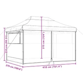 Pop-up парти шатра 4,1 x 2,8 м черна — оксфорд с PVC — 4 стени — стомана - Thumbnail 10
