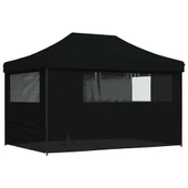 Pop-up парти шатра 4,1 x 2,8 м черна — оксфорд с PVC — 4 стени — стомана - Thumbnail 5