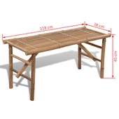 Сгъваема градинска пейка 118 × 38 × 45 см кафява — бамбук - Thumbnail 4