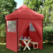 Pop-up парти шатра 2 x 2 м бордо — оксфорд с PVC — 4 стени — стомана - Thumbnail 1
