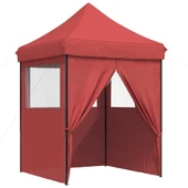 Pop-up парти шатра 2 x 2 м бордо — оксфорд с PVC — 4 стени — стомана - Thumbnail 7