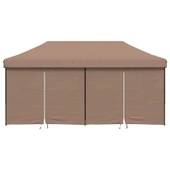 Pop-up парти шатра 5,8 x 2,9 м кафява — оксфорд с PVC — 4 стени — стомана - Thumbnail 3