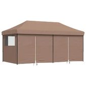Pop-up парти шатра 5,8 x 2,9 м кафява — оксфорд с PVC — 4 стени — стомана - Thumbnail 2