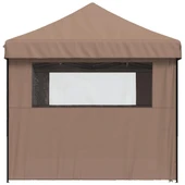 Pop-up парти шатра 5,8 x 2,9 м кафява — оксфорд с PVC — 4 стени — стомана - Thumbnail 5