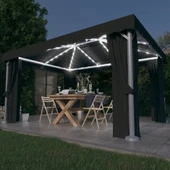 Шатра 4 x 3 м антрацит — полиестер — със страници и LED — алуминиева рамка - Thumbnail 1