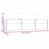 Сгъваема парти шатра 8,7 x 2,9 м антрацит — оксфорд PVC — 8 стени — стомана - Thumbnail 13