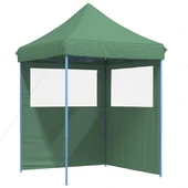 Pop-up парти шатра 2 x 2 м зелена — оксфорд с PVC — 2 стени — стомана - Thumbnail 2
