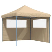 Pop-up парти шатра 2,9 x 2,9 м бежова — оксфорд с PVC — 2 стени — стомана - Thumbnail 2
