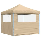 Pop-up парти шатра 2,9 x 2,9 м бежова — оксфорд с PVC — 2 стени — стомана - Thumbnail 5