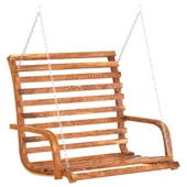 Дървена пейка-люлка 175×101×161,5 см антрацит — смърч с тиков финиш — със сенник - Thumbnail 3