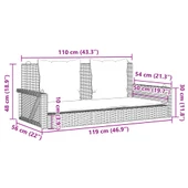 Пейка-люлка 119x56x48 см бежова — PE ратан — с възглавници — стоманена рамка - Thumbnail 9