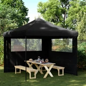 Pop-up парти шатра 2,9 x 2,9 м черна — оксфорд с PVC — 2 стени — стомана - Thumbnail 1