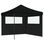 Pop-up парти шатра 2,9 x 2,9 м черна — оксфорд с PVC — 2 стени — стомана - Thumbnail 2