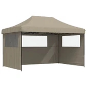 Pop-up парти шатра 4,4 x 2,9 м таупе — оксфорд с PVC — 3 стени — стомана - Thumbnail 2