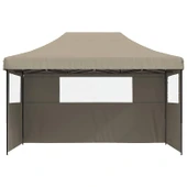 Pop-up парти шатра 4,4 x 2,9 м таупе — оксфорд с PVC — 3 стени — стомана - Thumbnail 3