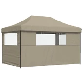 Pop-up парти шатра 4,4 x 2,9 м таупе — оксфорд с PVC — 3 стени — стомана - Thumbnail 5