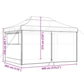 Pop-up парти шатра 4,4 x 2,9 м таупе — оксфорд с PVC — 4 стени — стомана - Thumbnail 10