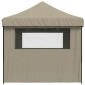 Pop-up парти шатра 4,4 x 2,9 м таупе — оксфорд с PVC — 4 стени — стомана - Thumbnail 5