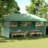 Pop-up парти шатра 5,8 x 2,9 м зелена — оксфорд с PVC — 3 стени — стомана - Thumbnail 1