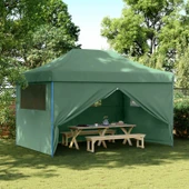 Pop-up парти шатра 4,4 x 2,9 м зелена — оксфорд с PVC — 4 стени — стомана - Thumbnail 1