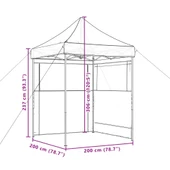 Pop-up парти шатра 2 x 2 м кафява — оксфорд с PVC — 2 стени — стомана - Thumbnail 9