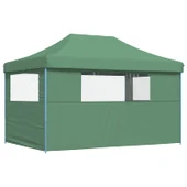 Pop-up парти шатра 4,4 x 2,9 м зелена — оксфорд с PVC — 3 стени — стомана - Thumbnail 5