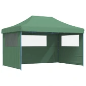 Pop-up парти шатра 4,4 x 2,9 м зелена — оксфорд с PVC — 3 стени — стомана - Thumbnail 2
