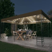 Шатра 3 x 4 м таупе — полиестер 180 г/м² — LED стрингове — стомана - Thumbnail 1