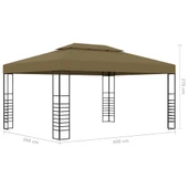 Шатра 3 x 4 м таупе — полиестер 180 г/м² — LED стрингове — стомана - Thumbnail 10