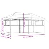 Pop-up парти шатра 5,8 x 2,9 м теракота — оксфорд с PVC — 3 стени — стомана - Thumbnail 9