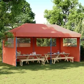 Pop-up парти шатра 5,8 x 2,9 м теракота — оксфорд с PVC — 3 стени — стомана - Thumbnail 1