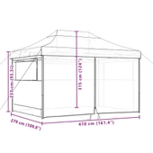 Pop-up парти шатра 4,1 x 2,8 м теракота — оксфорд с PVC — 4 стени — стомана - Thumbnail 10