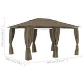 Градинска шатра 4 x 3 м таупе — полиестер 180 г/м² — със завеси — стомана - Thumbnail 9