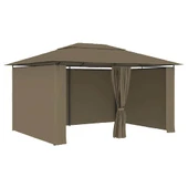 Градинска шатра 4 x 3 м таупе — полиестер 180 г/м² — със завеси — стомана - Thumbnail 2