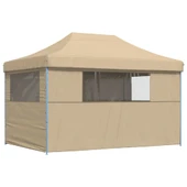 Pop-up парти шатра 4,1 x 2,8 м бежова — оксфорд с PVC — 4 стени — стомана - Thumbnail 5