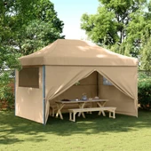 Pop-up парти шатра 4,1 x 2,8 м бежова — оксфорд с PVC — 4 стени — стомана - Thumbnail 1