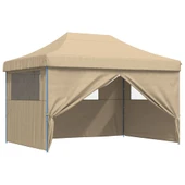 Pop-up парти шатра 4,1 x 2,8 м бежова — оксфорд с PVC — 4 стени — стомана - Thumbnail 7
