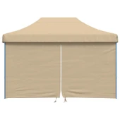 Pop-up парти шатра 4,1 x 2,8 м бежова — оксфорд с PVC — 4 стени — стомана - Thumbnail 3